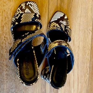 NAPOLEONI Leather Snakeskin Mule Sandal Heels New size 39 (8.5)  still in box